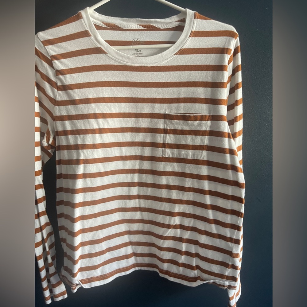 J Crew Essential Tee in Copper and White Stripes size Large